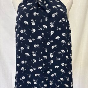 Ann Taylor Factory Navy Floral Blouse